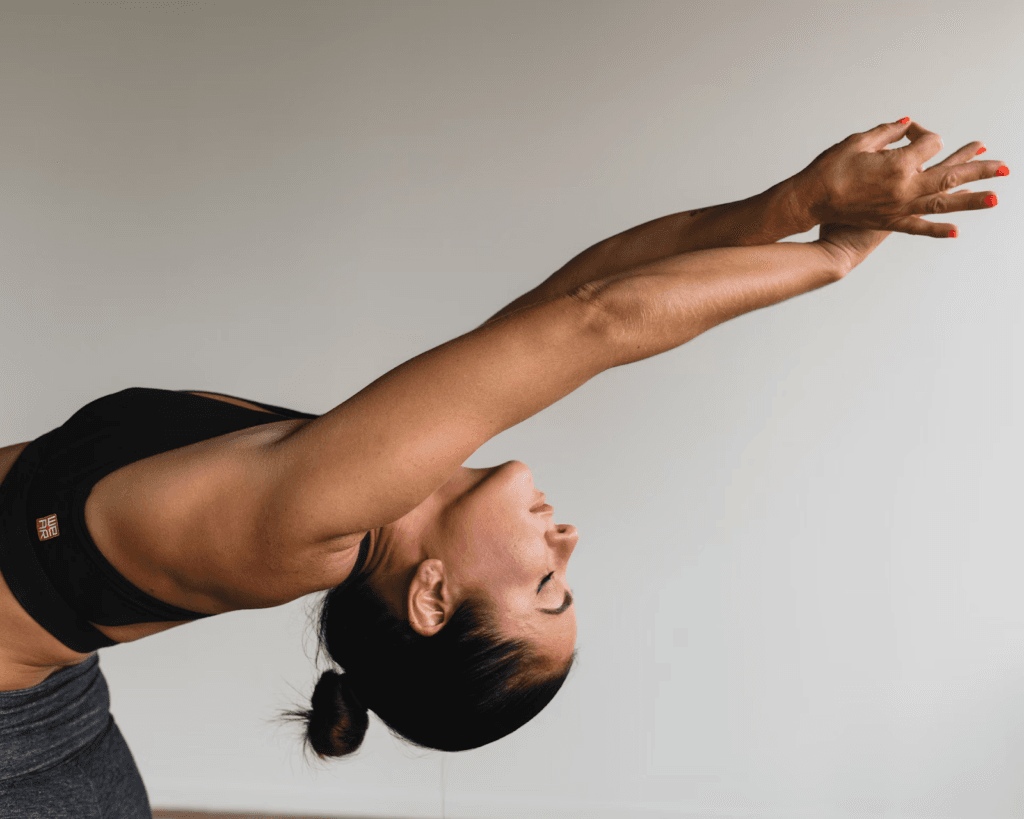 a woman stretching