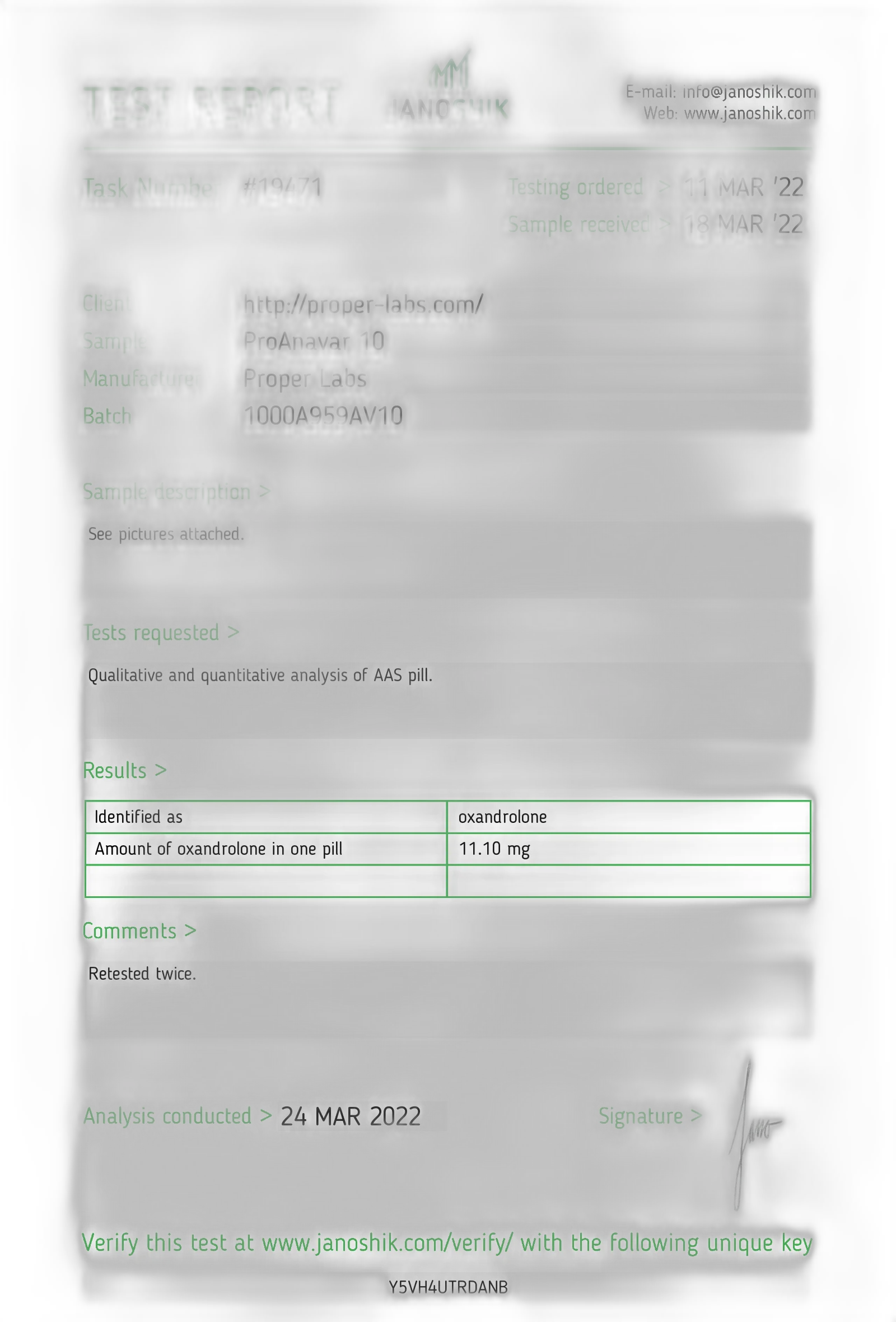 Anavar10 – Proper Labs [100tabs/10mg]