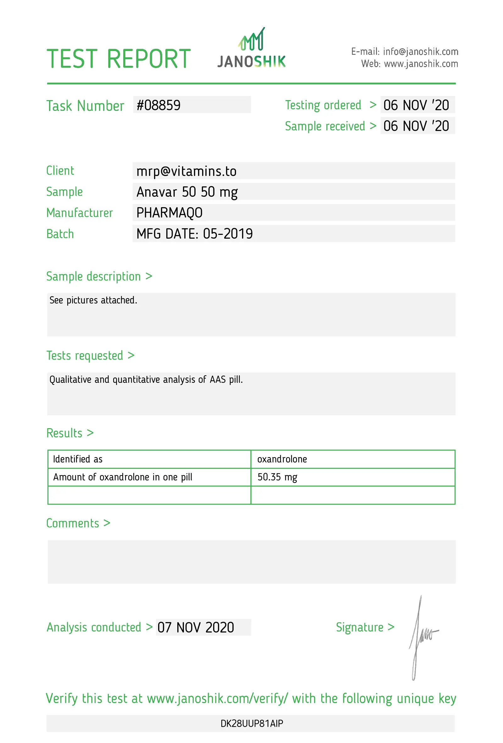 Anavar 50 – Pharmaqo Labs [50mg/50tabs]